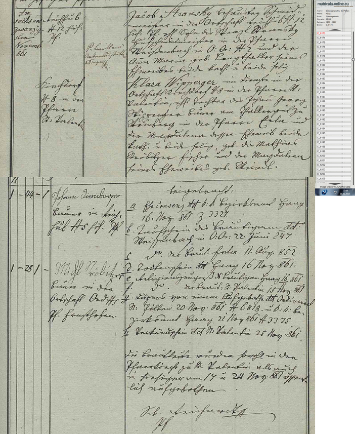 Trauungsbuch 02/08 (1859-1887) Haag, Seite 69, Bild C_6173