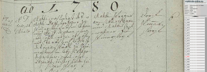 Trauungsbuch 02/04 (1771-1784) Haag, Seite 79, Bild C_5581